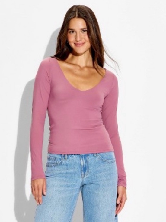 wild fable Tops - wild fable Dusty Mauve V-Neck Long Sleeve Top